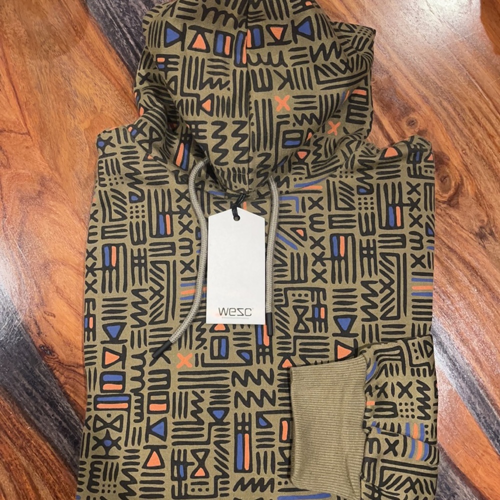 WESC Mike Afroscript Design Gorgeous Unisex Military Olive Color Hoodie